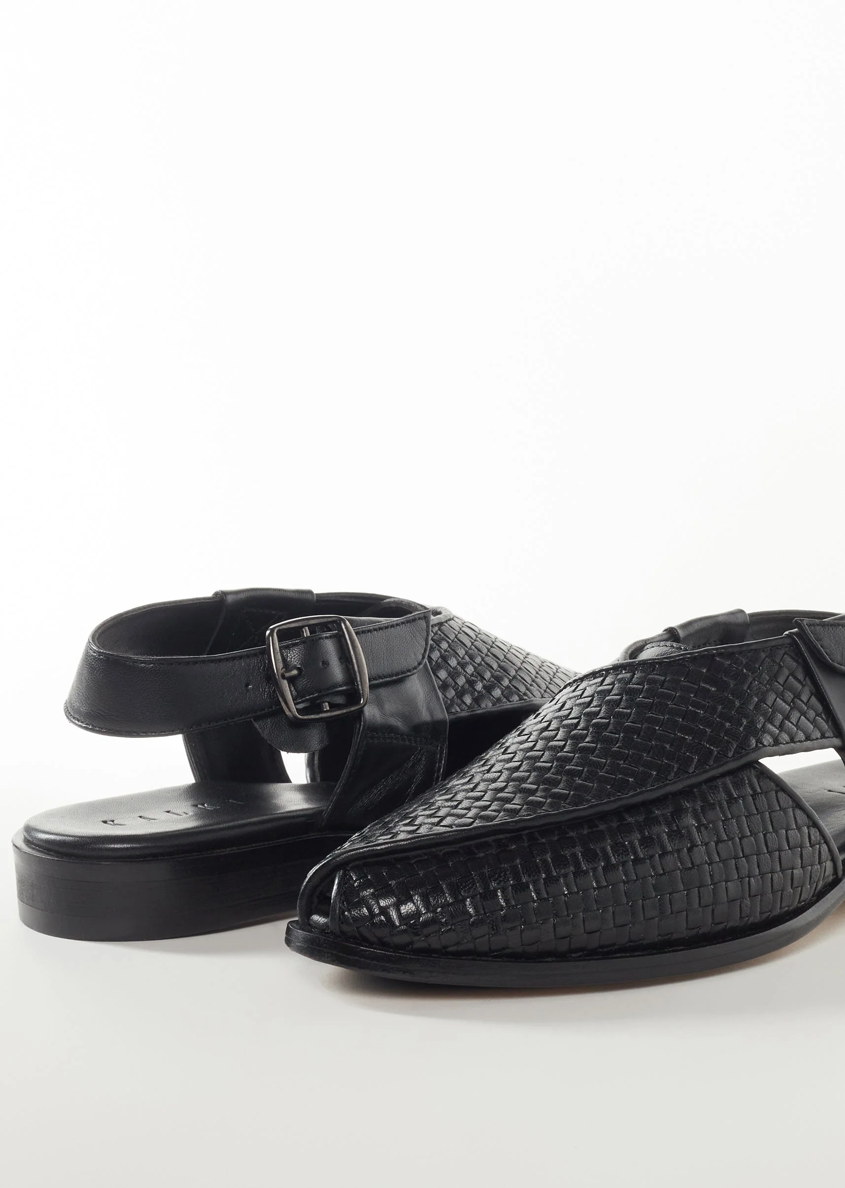 Black Faux Leather Footwear For Men For Wedding