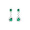 Silver Plated Green Emerald Synthetic Zircon Necklace Set With Earrings