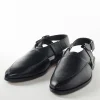 Black Leather Footwear For Men