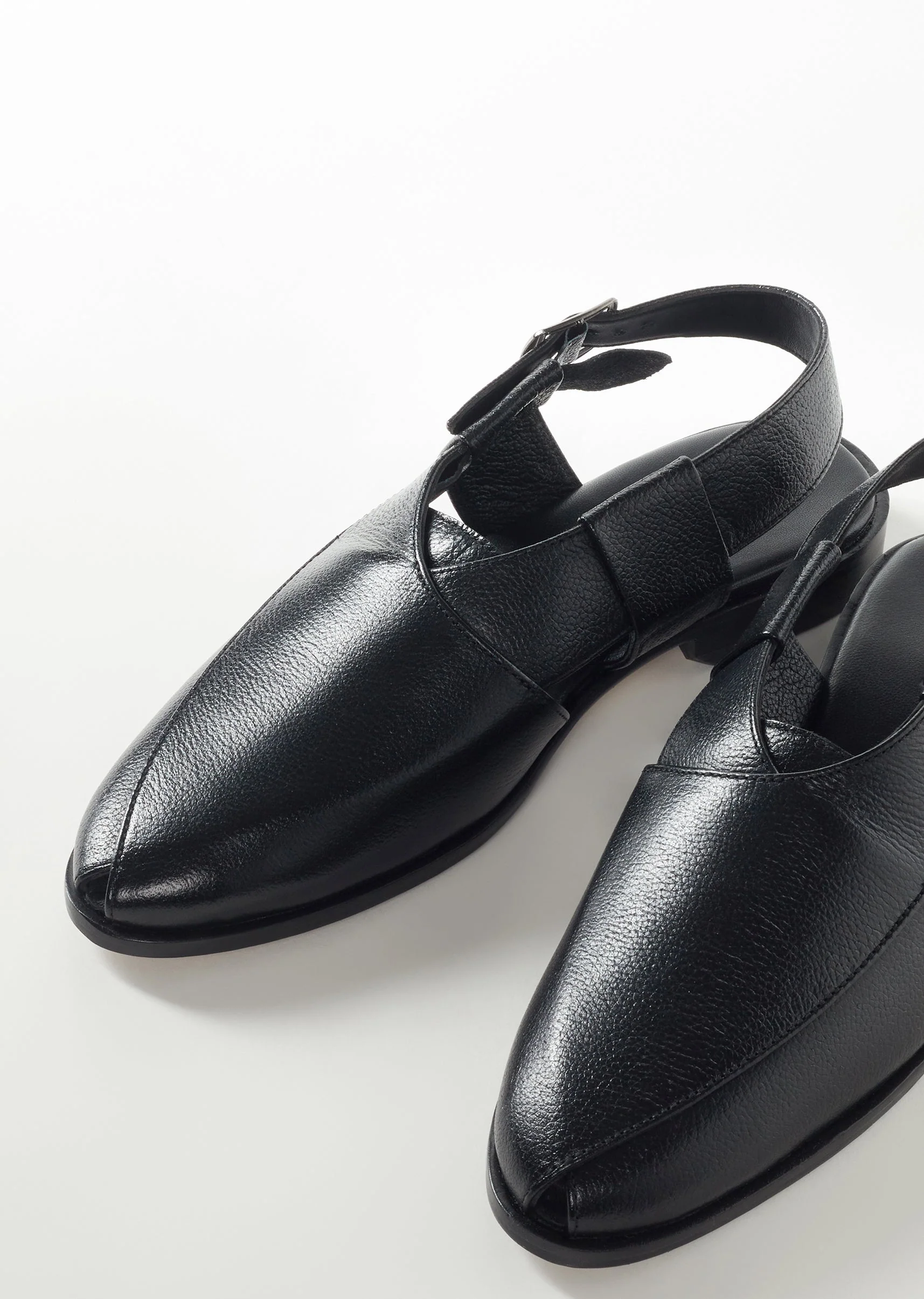 Black Leather Footwear For Men