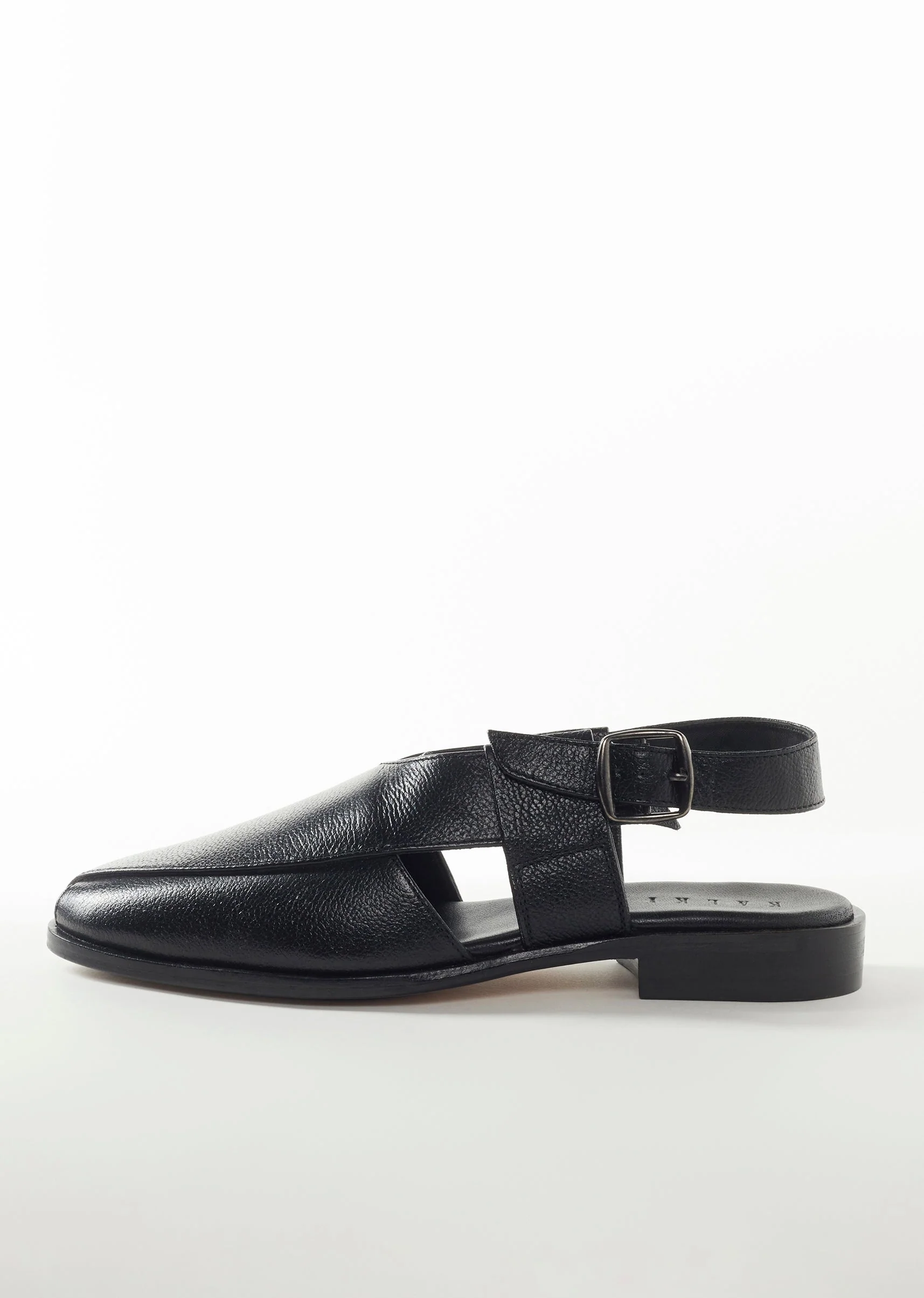 Black Leather Footwear For Men