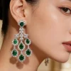 Silver Plated Green Zircon Drop Earrings