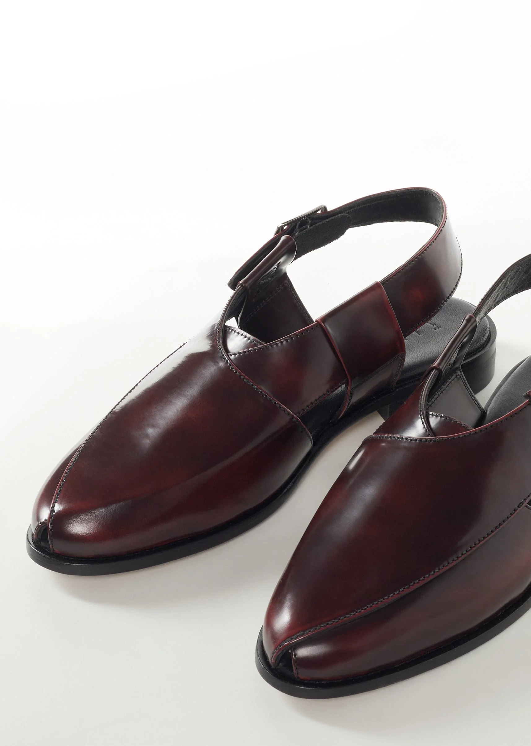 Black Faux Leather Footwear For Men
