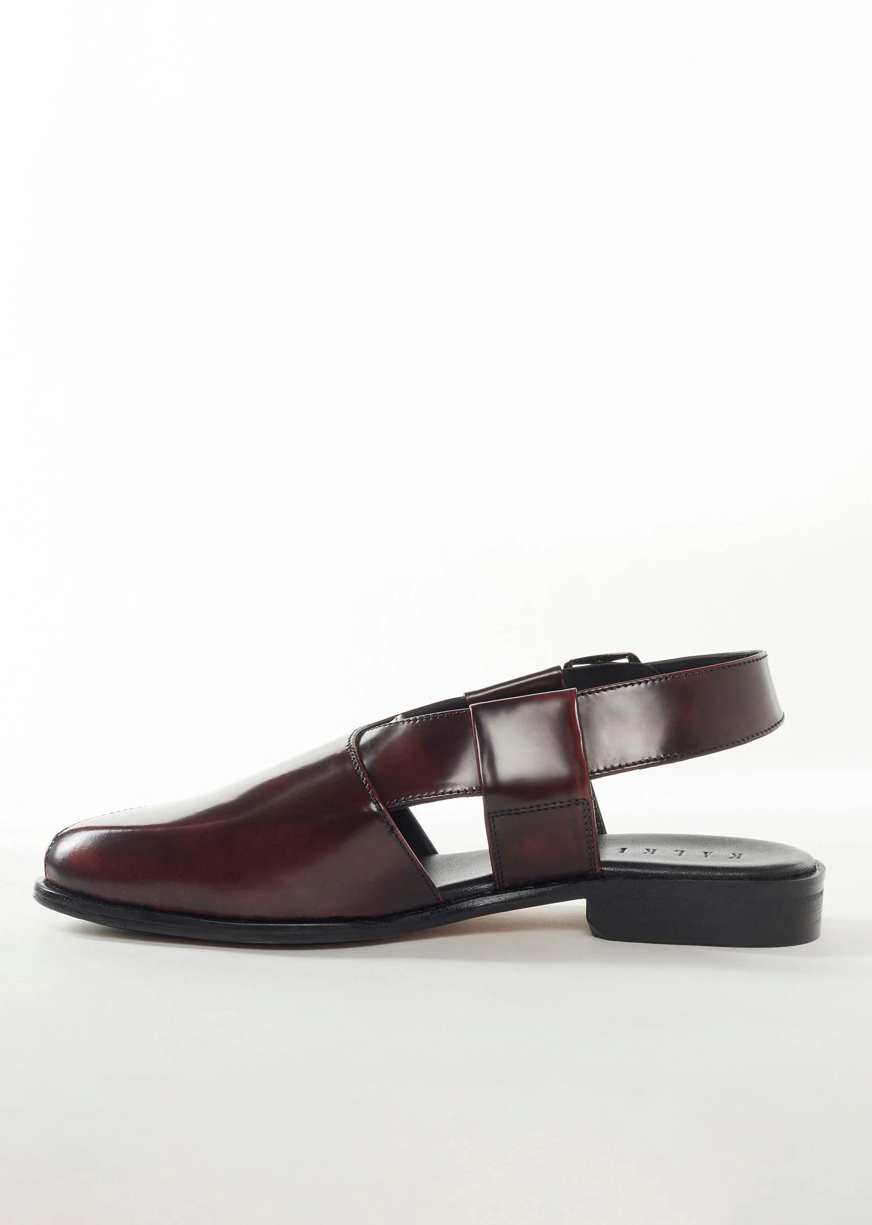 Black Faux Leather Footwear For Men