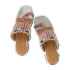 Silver Hand Hand Embellished Faux Leather Block Heels