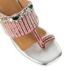 Silver Hand Hand Embellished Faux Leather Block Heels