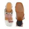 Silver Hand Hand Embellished Faux Leather Block Heels