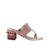 Silver Hand Hand Embellished Faux Leather Block Heels