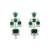 Silver Plated Green Chandelier Earrings