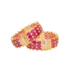 Ruby Red And Gold Plated Pink Kundan Polki Bangles