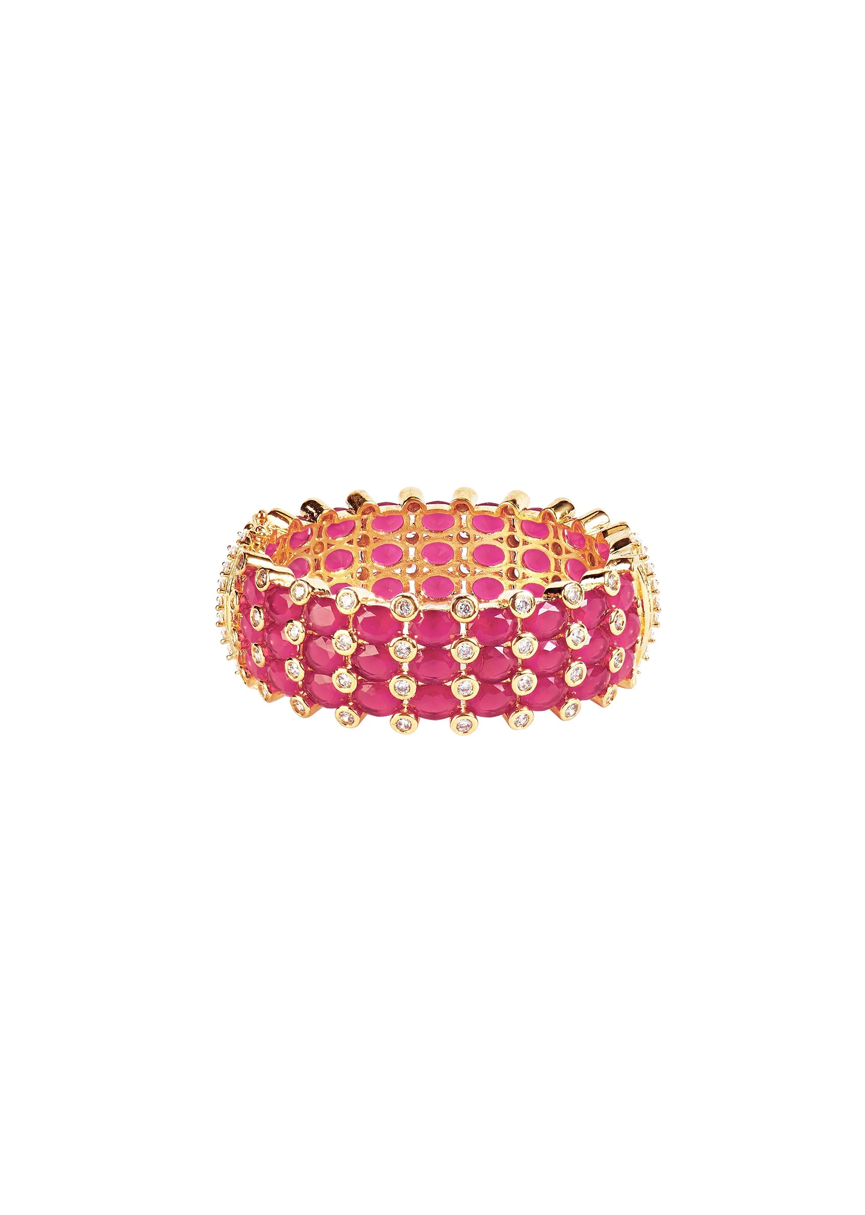 Ruby Red And Gold Plated Pink Kundan Polki Bangles