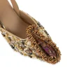 Gold Sequin Embellished Pointed Toe Heels