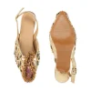 Gold Sequin Embellished Pointed Toe Heels
