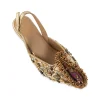 Gold Sequin Embellished Pointed Toe Heels