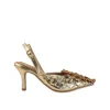 Gold Sequin Embellished Pointed Toe Heels