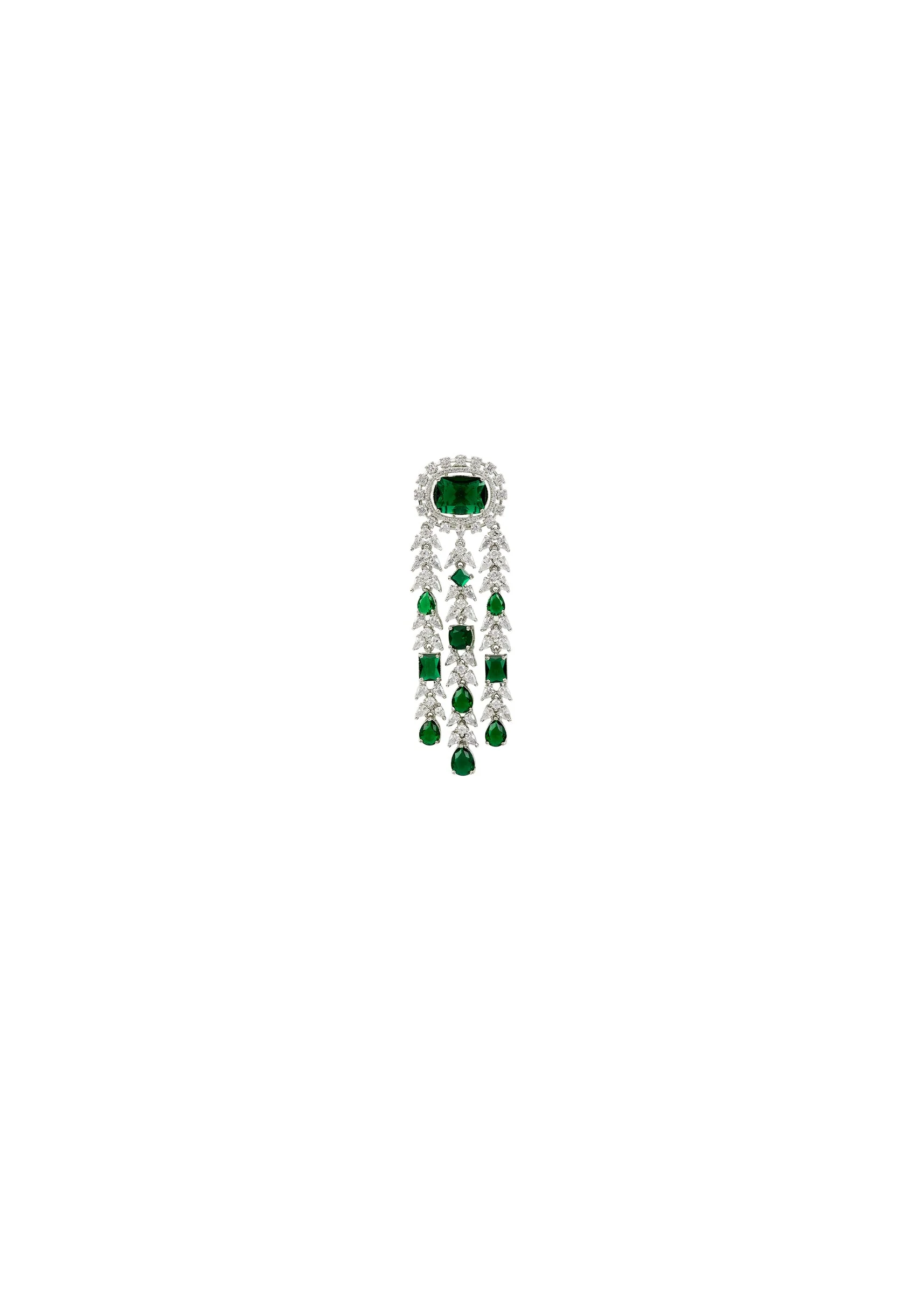 Silver Plated Green Zircon Danglers Earrings