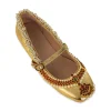Gold Antique Bead and Crystal Embellished Juttis