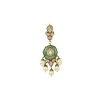 Green Kundan Polki Pearl Drop Earrings