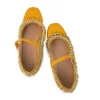 Mustard Yellow Faux Leather Bead Embellished Juttis