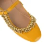 Mustard Yellow Faux Leather Bead Embellished Juttis
