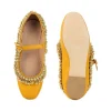 Mustard Yellow Faux Leather Bead Embellished Juttis