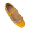 Mustard Yellow Faux Leather Bead Embellished Juttis