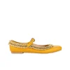 Mustard Yellow Faux Leather Bead Embellished Juttis