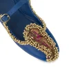 Blue Paisley Motif Faux Leather Embellished Juttis