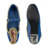 Blue Paisley Motif Faux Leather Embellished Juttis