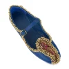 Blue Paisley Motif Faux Leather Embellished Juttis