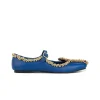 Blue Paisley Motif Faux Leather Embellished Juttis