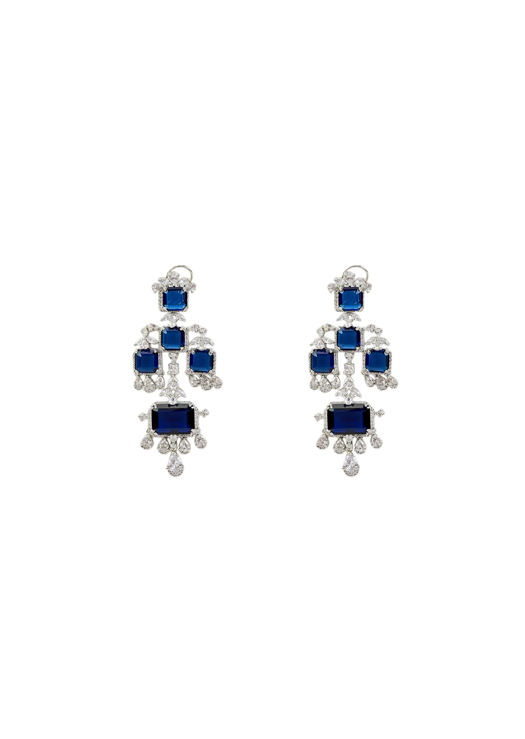 Silver Plated Blue Gemstone Dangler Earrings
