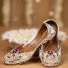 Silver Faux Leather Pearl Embellished Juttis