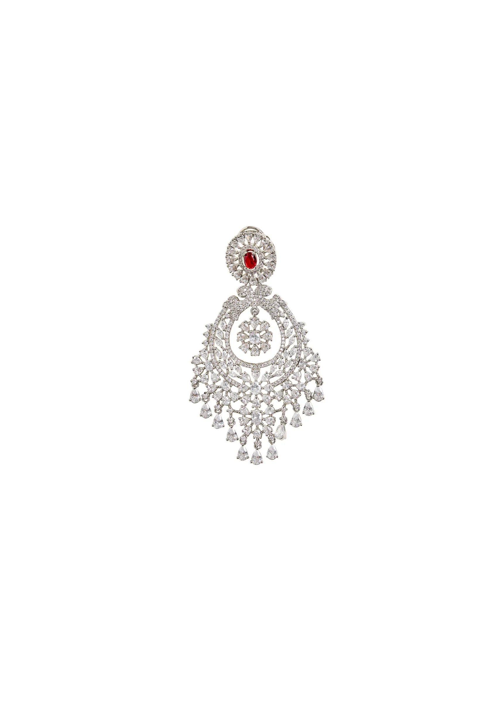 Red Onyx and cubic Zircon Chandelier Earrings