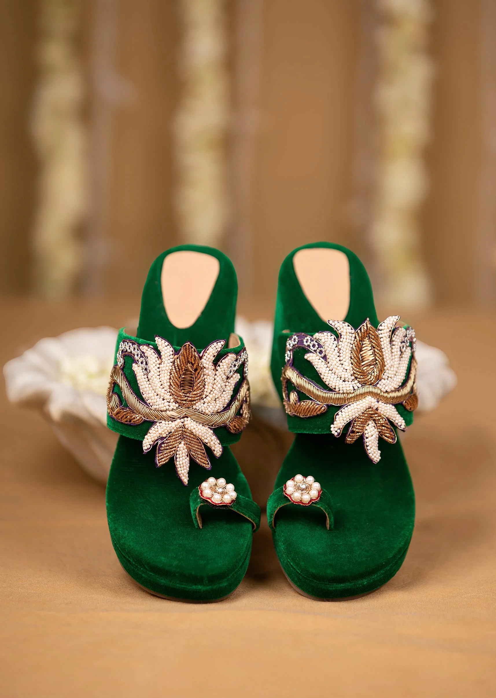11966-green-hand-embellished-velvet-wedges-1.webp Green Hand Embellished Velvet Wedges