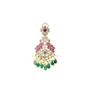Ruby And Emerald Beaded Chandelier Earrings With Pearl Drops