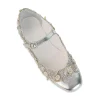 Silver Hand Embroidered Pearl Floral Juttis