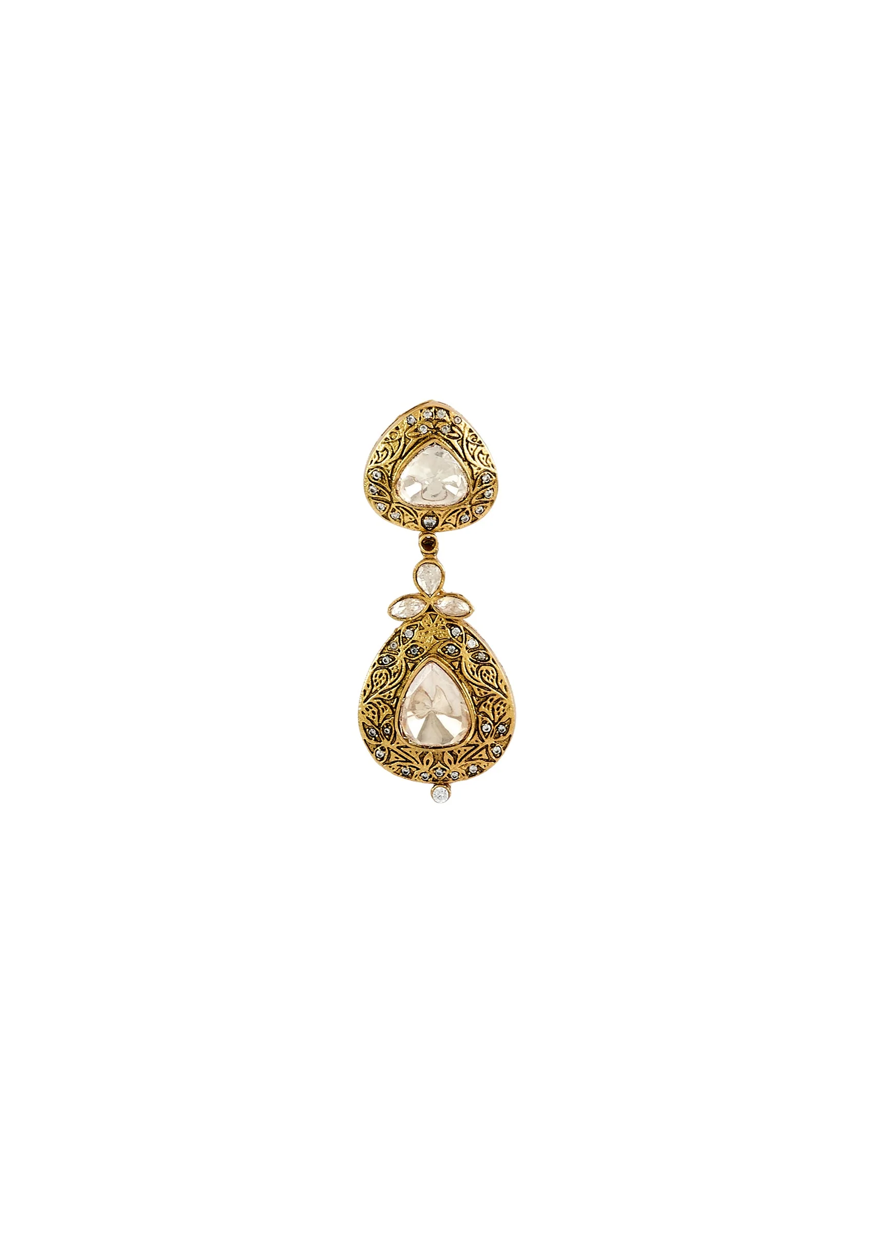 Gold Plated Kundan Polki Dangler Earrings
