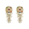 Gold Plated Multicolored Kundan Polki Drop Earrings