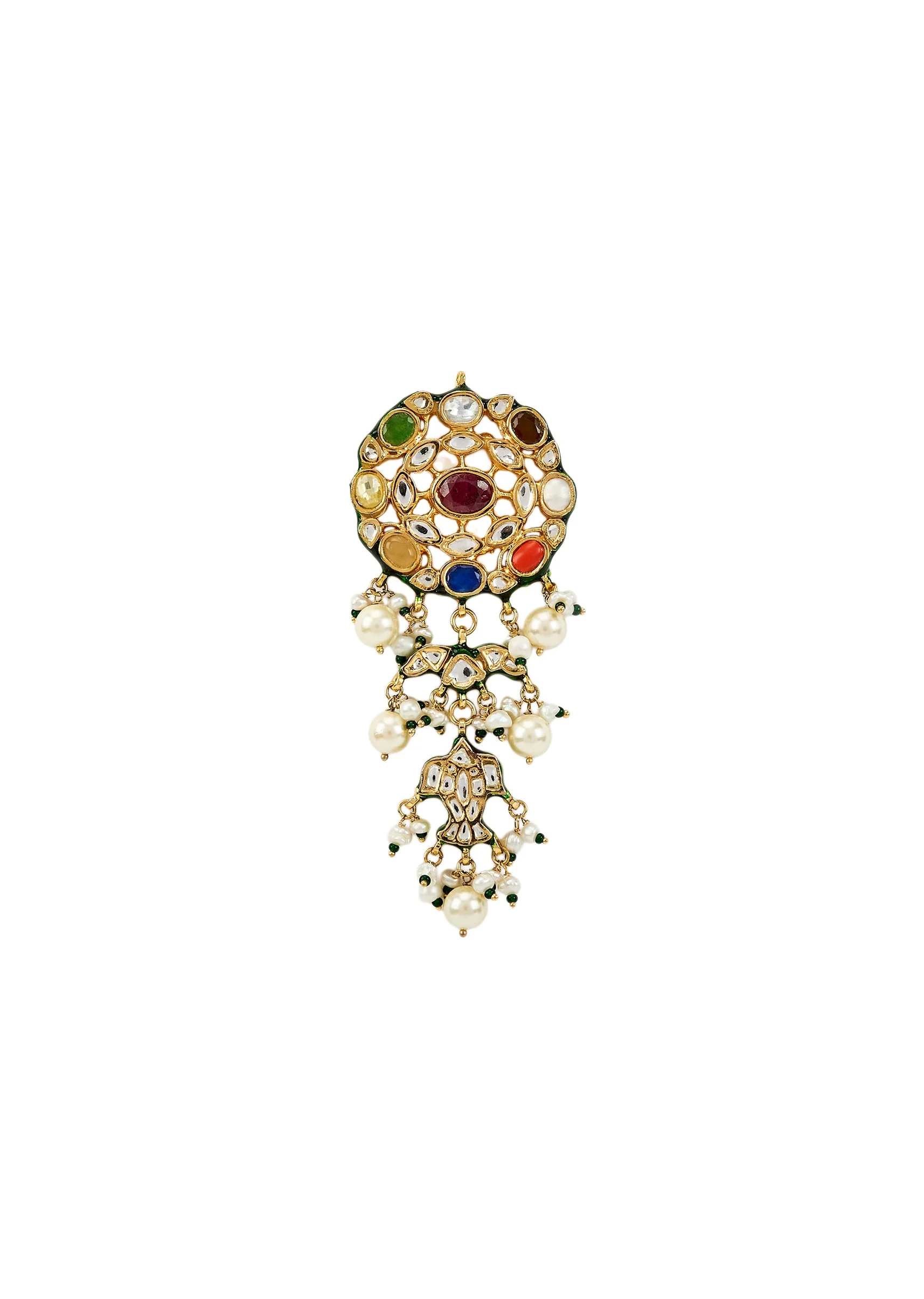 Gold Plated Multicolored Kundan Polki Drop Earrings