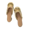 Gold Pearl Hand Embellished Heel Mules