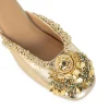Gold Pearl Hand Embellished Heel Mules