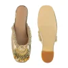 Gold Pearl Hand Embellished Heel Mules