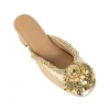 Gold Pearl Hand Embellished Heel Mules