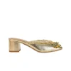 Gold Pearl Hand Embellished Heel Mules