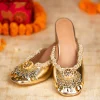 Gold Pearl Hand Embellished Heel Mules