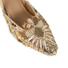 Gold Pearl Embellished Pointed Toe Heels
