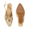 Gold Pearl Embellished Pointed Toe Heels