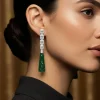 Silver Plated Green Zircon Dangler Earrings
