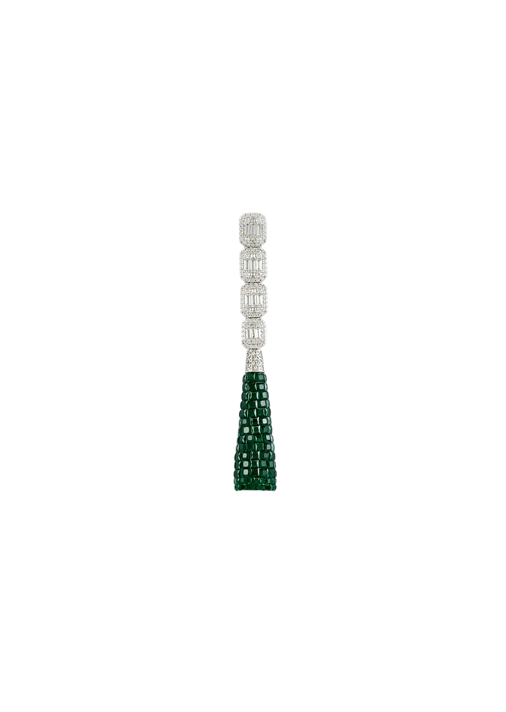 Silver Plated Green Zircon Dangler Earrings